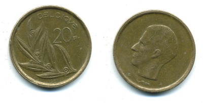 Бельгия 20 франков 1981 Belgique, Бодуэн I (1951-1993) KM 159 никель бронза 25-1651