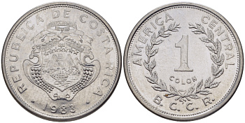КОСТА-РИКА 1 КОЛОН 1983 В.С.С.R. KM 210.1 нержавеющая сталь 31-554