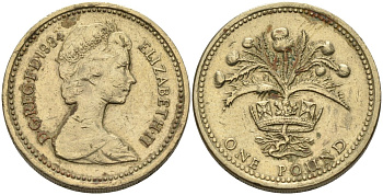 Великобритания 1 фунт 1984 Елизавета II (1952-2022) KM 934, Spink 4222 никель латунь 81-1013