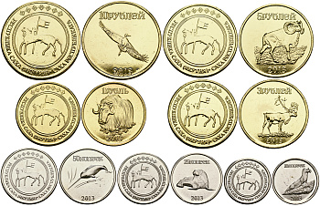 Республика Саха (Якутия) набор из 7 монет 2013 10, 25, 50 копеек, 1, 3, 5, 10 рублей, животные Якутии KM NEW UNC N2-60