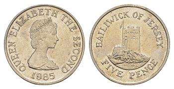 Джерси 5 пенсов 1985 башня Сеймур, Елизавета II (1952-2022) KM 56.1 медно-никель aUNC 4652-546