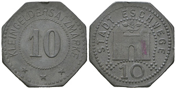 Эшвеге (Пруссия, Гессен-Нассау) 10 пфеннингов ND Funck 121.2, Men18 8712.2 цинк 4169-1117