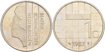 Нидерланды 1 гульден 1987 Беатрикс (1980-2013) KM 205 никель 4171-137