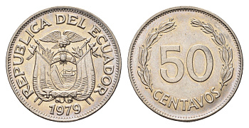 Эквадор 50 сентаво 1979 KM 81 сталь плакированная никелем UNC 4675-512