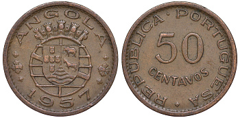 Португальская Ангола 50 сентаво 1957 KM 75 бронза 4114-422