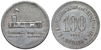 Австрия, Мюлинг 100 геллеров 1915 лагерь военнопленных, нотгельд железо 4123-121