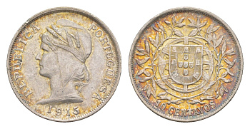 Португалия 10 сентаво 1915 KM 563 серебро UNC 4127-743