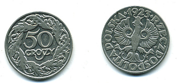 Польша 50 грошей 1923 Республика KM 13, Parchimowicz 106 никель 4383-223