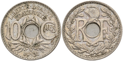 Франция 10 сантимов 1931 KM 866a, Le Franc 138.3 медно-никель 4143-1011