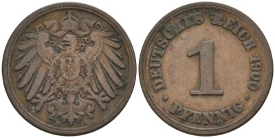 Германия 1 пфенниг 1900 A KM 10, J. 10 медь 4567-1141