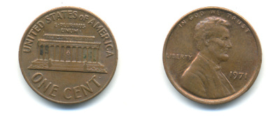 США 1 ЦЕНТ 1971 ЛИНКОЛЬН KM 201 медь цинк 179-321