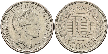Дания 10 крон 1979 Маргрете II (1973-1988) KM 864 медно-никель 4593-925