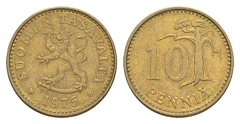 Финляндия 10 пенни 1975 KM 46 алюминиевая бронза 4647-335