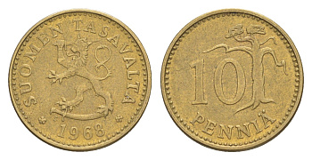 Финляндия 10 пенни 1968 KM 46 алюминиевая бронза 4647-327
