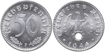 Германия 50 рейхспфеннигов 1944 F J. 372, KM 96 алюминий  UNC  00-822-35