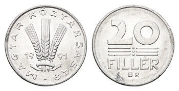 Венгрия 20 филлеров 1991 BP KM 676 алюминий UNC 4668-226