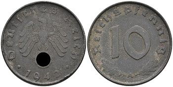 Германия 10 рейхспфеннигов 1942 A, KM 101 цинк 100-743
