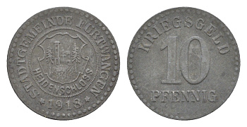 Фуртванген 10 пфеннигов 1918 Funck 148.2, Men05 8622.2 цинк 4448-1147