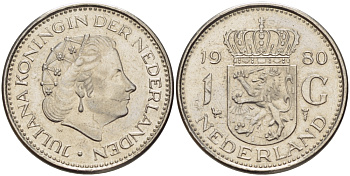 Нидерланды 1 гульден 1980 Юлиана (1948-1980) KM 184а никель 31-853
