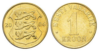 Эстония 1 крона 2006 KM 35 латунь UNC 4703-513