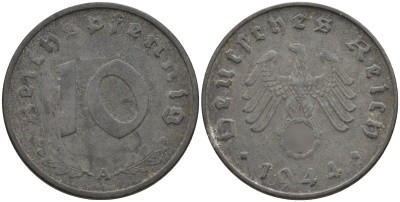 Германия 10 рейхспфеннигов 1944 A KM 101, J.371 цинк 4151-267