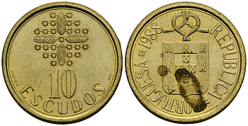 Португалия 10 эскудо 1988 KM 633 никель латунь 4138-222