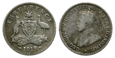 Австралия 3 пенса 1919 M, Георг V (1910-1936) KM 24 серебро 4384-214