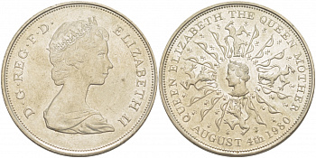 Великобритания 25 пенсов 1980 80 лет королеве Елизавете-королеве матери, Елизавета II (1952-2022) KM 921, Spink 2228 медно-никель 118-621