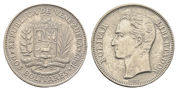 Венесуэла 2 боливара 1967 Симон Боливар Y 43 никель 4663-747