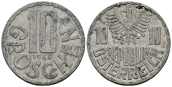 Австрия 10 грошей 1965 KM 2878 алюминий 4138-414