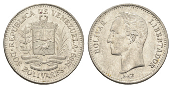 Венесуэла 2 боливара 1989 Симон Боливар Y 43a сталь плакированная никелем 4662-952