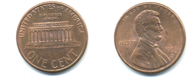 США 1 цент 1993 D, Авраам Линкольн KM 201b цинк плакированный медью 86-267