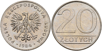 Польша 20 злотых 1984 MW Y 153.1 медно-никель 4187-621