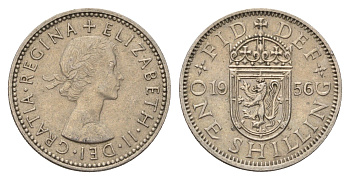 Великобритания 1 шиллинг 1956 Елизавета II (1952-2022), Шотландский герб KM 905, Spink 4148 медно-никель 4671-1217
