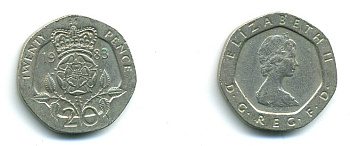 Великобритания 20 пенсов 1983 Елизавета II (1952-2022) KM 931, Spink 4230 (G1) медно-никель 59-1244