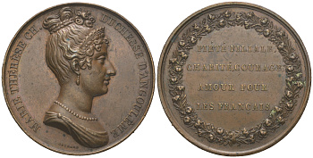 Франция медаль 1850-ые в память герцогини Ангулемской Марии Терезы Шарлотты, медальер Р. Гайрар, 38,38 гр., 40,5 мм  бронза    00-804-54