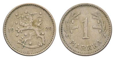 Финляндия 1 марка 1929 KM 30 медно-никель 4647-411