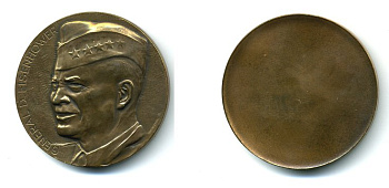 США медаль ND генерал Эйзенхауэр, 45,0 мм, 53,6 гр  бронза    1079-1-43