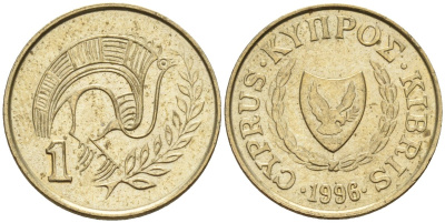 Кипр 1 цент 1996 KM 53.3 никель латунь 4174-1213