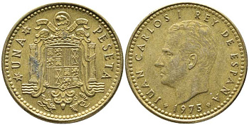 Испания 1 песета 1975 (78) Хуан Карлос I (1975-2014) KM 806 алюминиевая бронза 110-1117