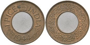 Британская Индия 1 пайс 1944 Георг VI (1936-1952) KM 533 бронза 33-1127