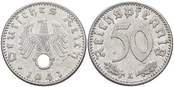 Германия 50 рейхспфеннигов 1941 A KM 96, J. 372 алюминий 202-745