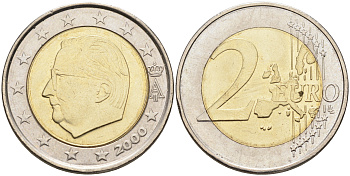 Бельгия 2 евро 2000 Альберт II KM 231 биметалл    4177-314