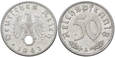Германия 50 рейхспфеннигов 1941 A KM 96, J. 372 алюминий 202-745