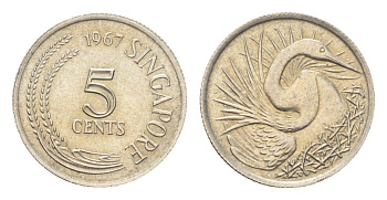 Сингапур 5 центов 1967 KM 2 медно-никель UNC 4705-521