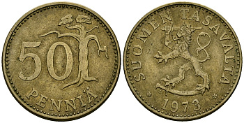Финляндия 50 пенни 1973 KM 48 алюминиевая бронза 4135-1115