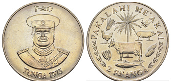 Тонга 2 паанга 1975 KM 49 медно-никель UNC 11-327-35