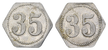 Германия жетон в 35 пфеннигов для приобретения "стакана пива" ND размер 21,5x21,5 мм, вес 0,97 гр алюминий 4638-855