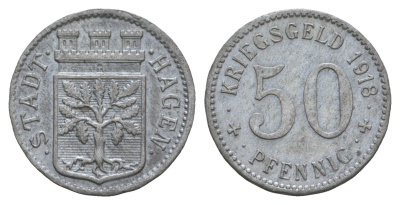 Хаген 50 пфеннигов 1918 Funck 184.4, Men05 10124.6, Men18 12615.6 цинк 4657-1136