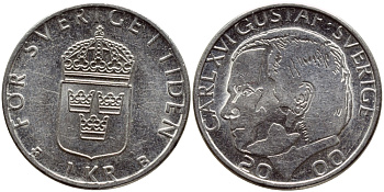 Швеция 1 крона 2000 Карл XVI Густав (1973- ) KM 852а медно-никель 4379-433